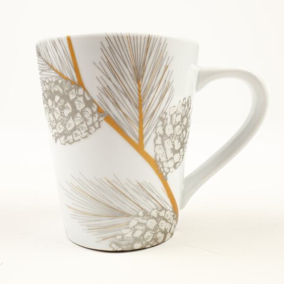 St. Nicholas Square Pine Boughs & Cones Christmas 12oz Coffee Mug Silver Gold - Picture 5 of 8